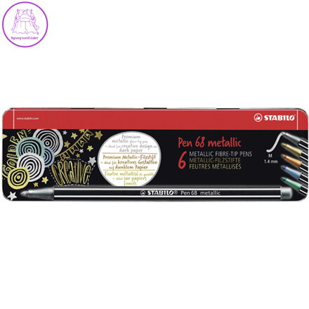 Prémiový metalický vláknový fix - STABILO Pen 68 metalický - 6 ks kovové balenie