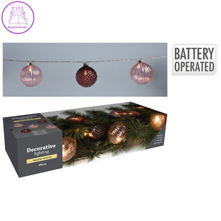 Světelný řetěz 10 LED teplá bílá, průměr 6 cm