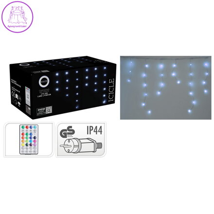 Světelný řetěz se závěsnými prameny 172 LED studená bílá, venkovní. 230V