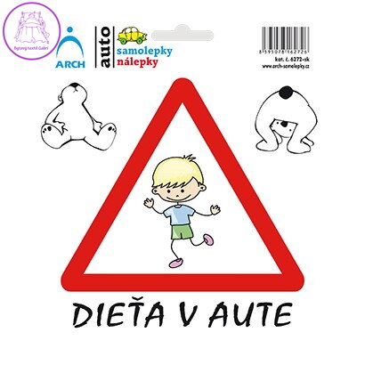 Samolepka 15x17 cm - "Dítě v autě" (veselý kluk)