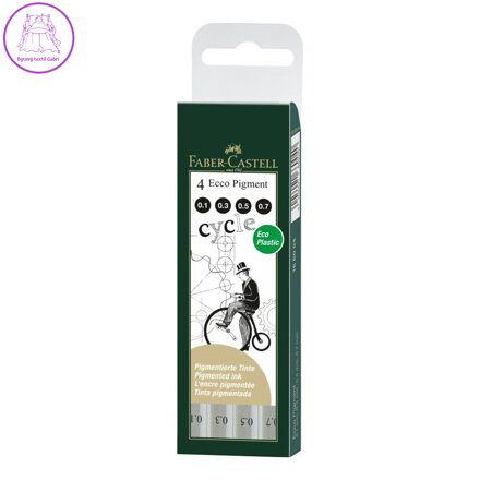 Faber-Castell Ecco Pigment technické pero - sada 4 ks (0,1-0,3-0,5-0,7 mm)