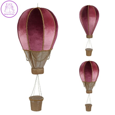 Dekorace závěsná - horkovzdušný balón v růžovo-zlaté barvě 70 cm