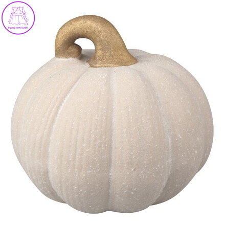Dýně z porcelánu krémová se zlatým stonkem pro postavení 11 x 10 cm