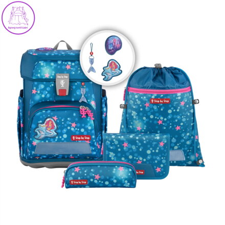 Školní aktovka CLOUD pro prvňáčky - 5-dílný set, Step by Step Mermaid Lola, certifikát