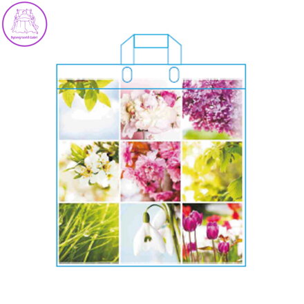 Taška PE s ušima velká 42x47 cm, Jarní květiny