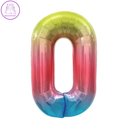 Narozeninový balónek, barevný 40" (100 cm) číslo 0