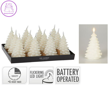 LED svíčka s časovačem 17 cm, realistický plamen - bílé třpytky