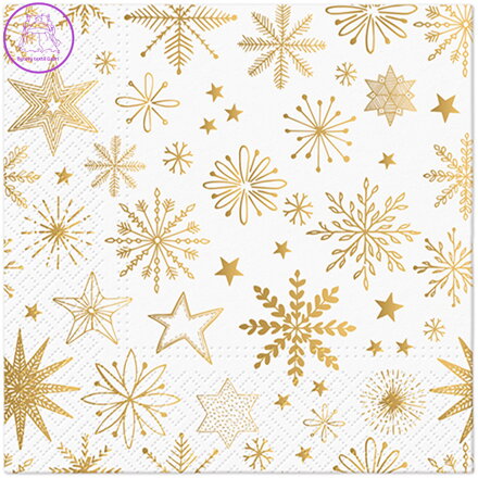 Ubrousky PAW L 33x33cm Shiny snowflakes