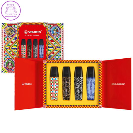 Zvýrazňovač - STABILO BOSS ORIGINAL x DOLCE&GABBANA - Premium box 4 ks - limitovaná edice
