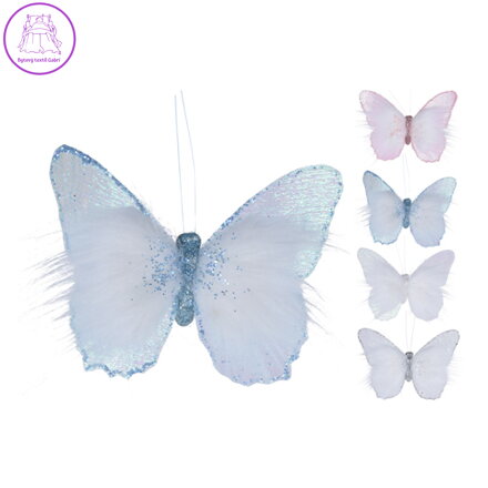 Motýl na klipu - Holografická bílá, mix / 1ks