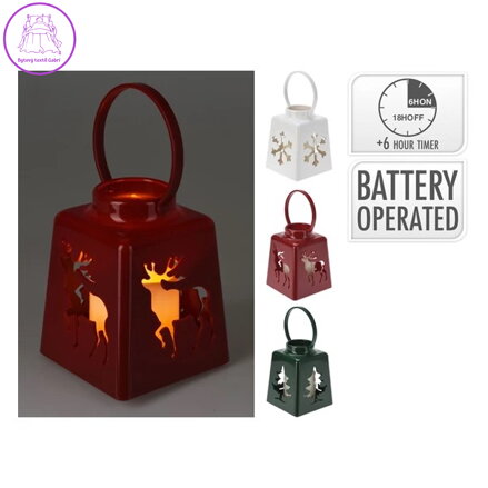 Lucerna 13 cm se svíčkou LED, červená, zelená nebo bílá