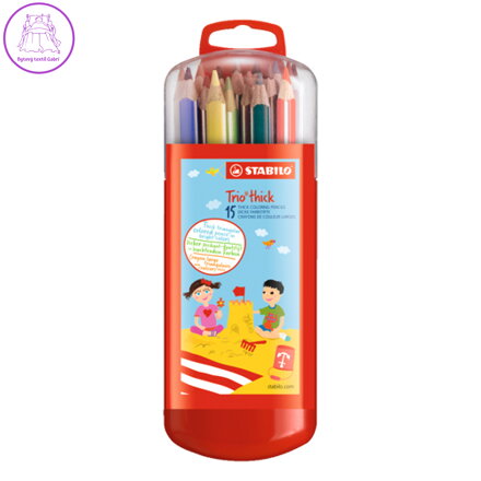 Pastelky trojhranné STABILO Trio hrubé 15 ks v závěsném boxu