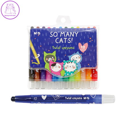 Voskovky vysouvatelné M & G So Many Cats, sada 12 ks