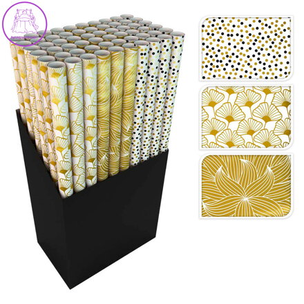 Dárkový balící papír vánoční v roli 70x200 cm (3 motivy) tropical gold