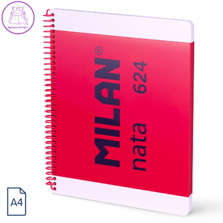 Blok linkovaný se spirálou A4 MILAN série nata, 80 listů, červený