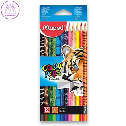 Pastelky trojhranné MAPED "COLOR'PEPS ANIMAL" sada 12 ks