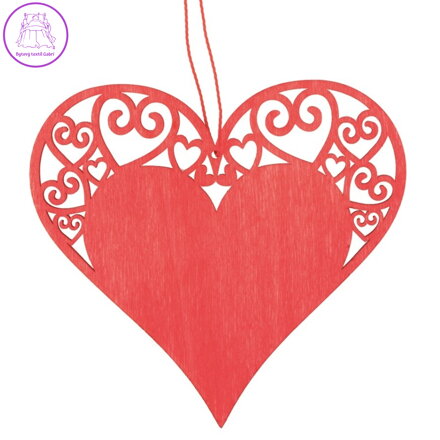 Srdce dřevěné na zavěšení 10 cm, červené