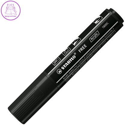 Akrylový popisovač STABILO FREE Acrylic T800C Klínový hrot 4-10 mm - čierny