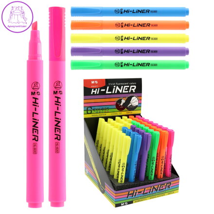 Balení zvýrazňovačů 48 ks M&G Hi-Liner Fluo (mix 6 barev)