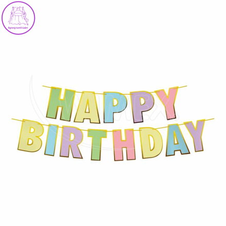 Papírová girlanda sada ,,HAPPY BIRTHDAY,, 16 x 20 cm písmena + 5m šňůrka