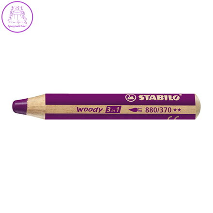 Pastelka STABILO woody 3 v 1 - barvička, vodovka, voskovka - světle fialová