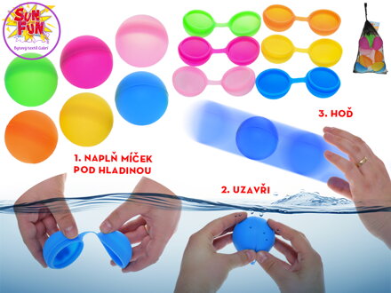 Sun Fun míčky na vodu 6cm znovupoužitelné 6ks v síťce