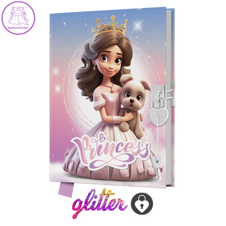 Památník JUNIOR 14x18 cm, 80 listů, se zámkem - Princess