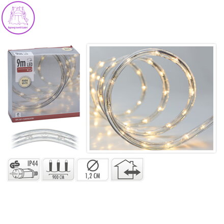 Světelný řetěz LED v teplé bílé barvě, délka 9 m, venkovní. použití, 230V