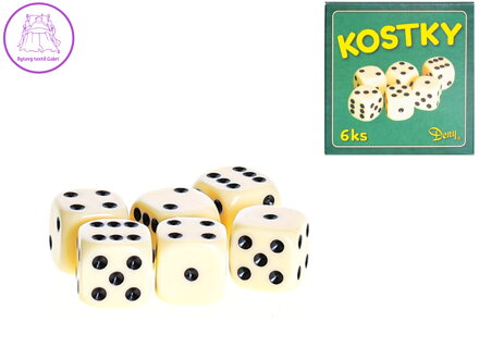 Kostky hrací 16mm 6ks v krabičce