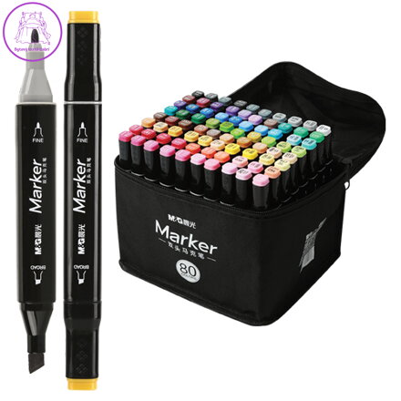 Fixy M&G Marker oboustranné, sada 80 ks v tašce