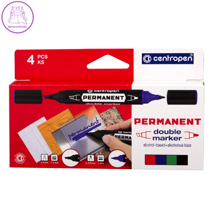Popisovač CENTROPEN 1666 oboustranný - sada 4 ks