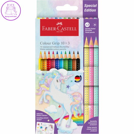 Sada pastelek Faber-Castell Colour Grip 10+3 Sparkle - Jednorožec