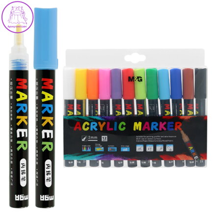 Popisovač akrylový M&G Acrylic Marker 2 mm, sada 12 ks