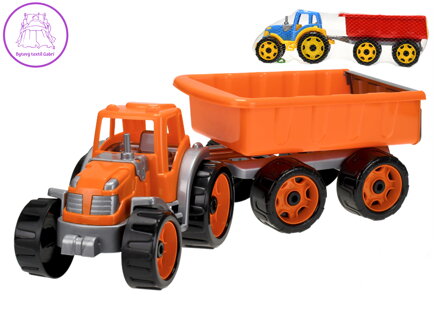 Traktor se sklápěcím přívěsem 54cm zelený v síťce