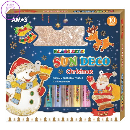 Barvy na sklo - Vánoční sada 10 barev 10,5ml + 12 sklíček