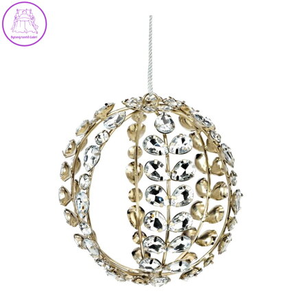 Vánoční koule 10 cm, kov a drahé kameny (šperky)