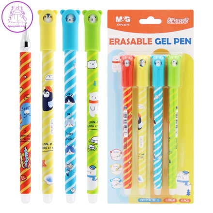 Pero gelové /gumovací M&G iErase S Arctic Adventure 0,5 mm (sada 4 ks) - modrá náplň