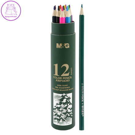 Pastelky šestihranné M&G v pouzdře, sada 12 ks