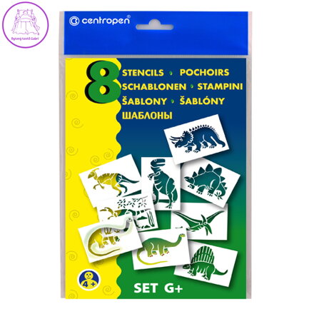 Šablony papírové CENTROPEN 9996 / G Dinosauři, sada 8 ks
