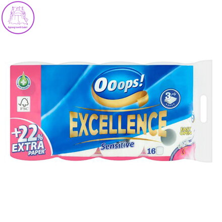 Toaletní papír Ooops! Excellence Sensitive 3-vrstvý, 16 ks / bal