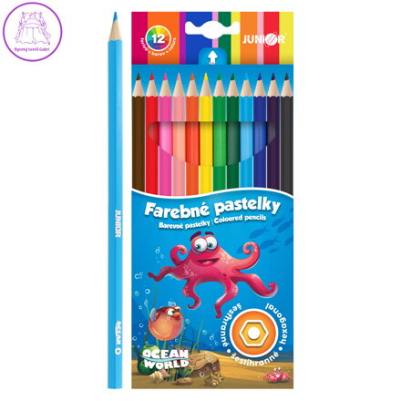 Pastelky JUNIOR Ocean World šestihranné - sada 12 ks
