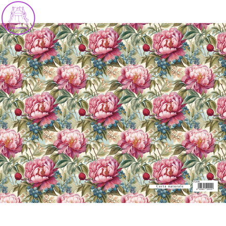 Dárkový balicí papír FLORENTIA 70x100 cm - fialové pivoňky