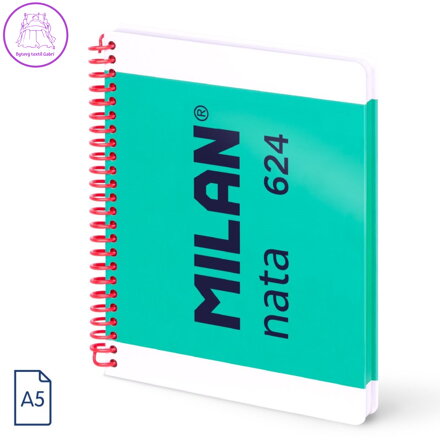 Blok linkovaný se spirálou A5 MILAN série nata, 80 listů, zelený