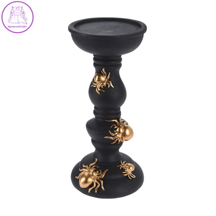 Svícen černý se zlatými pavouky 205 mm