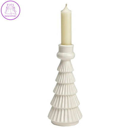 Svícen na vánoční stromek bílý 18 cm, keramika