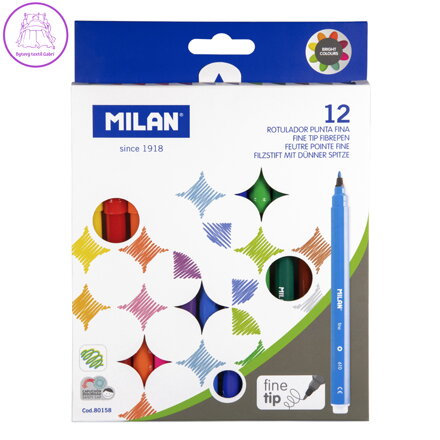 Fixy MILAN s kulatým hrotem fine 2 mm - sada 12 ks