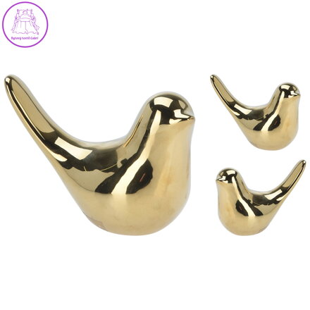Dekorace zlatý pták 8 cm