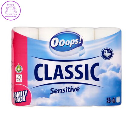 Toaletní papír Ooops! Classic Sensitive 3-vrstvý, 24 ks / bal