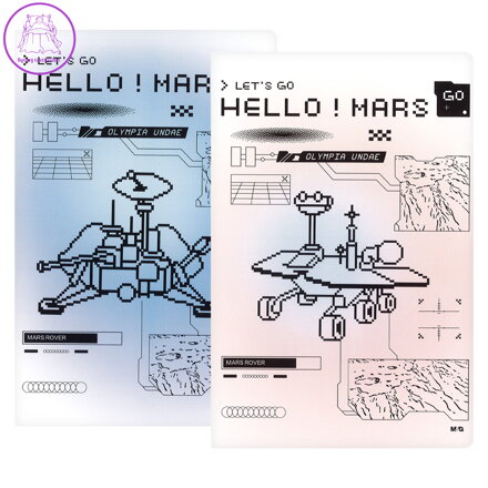 Zápisník A5 M&G Hello ! Mars - linkovaný, 24 listů (růžový, modrý)