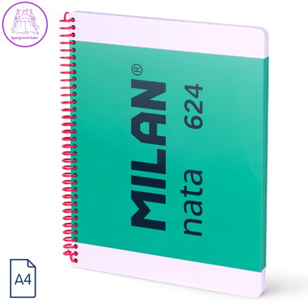 Blok linkovaný se spirálou A4 MILAN série nata, 80 listů, zelený